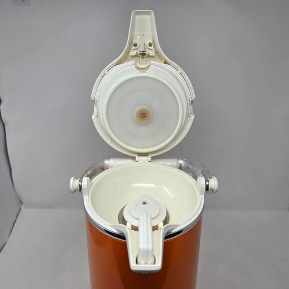 VINTAGE JAPAN ORANGE CHROME 1.9L AIR POT THERMOS INSULATED DESIGNER MID CENTURY - Picture 9 of 11